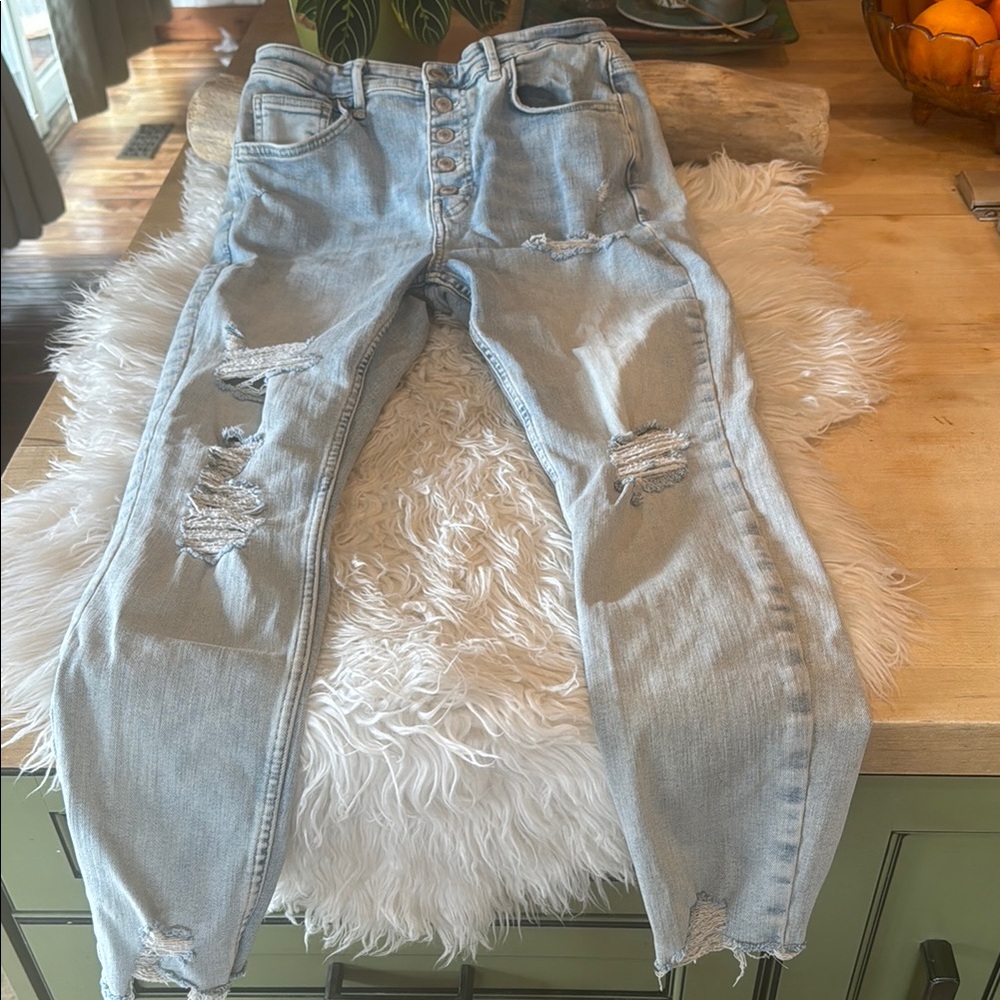 Free People Distressed Light Blue Women's Jeans